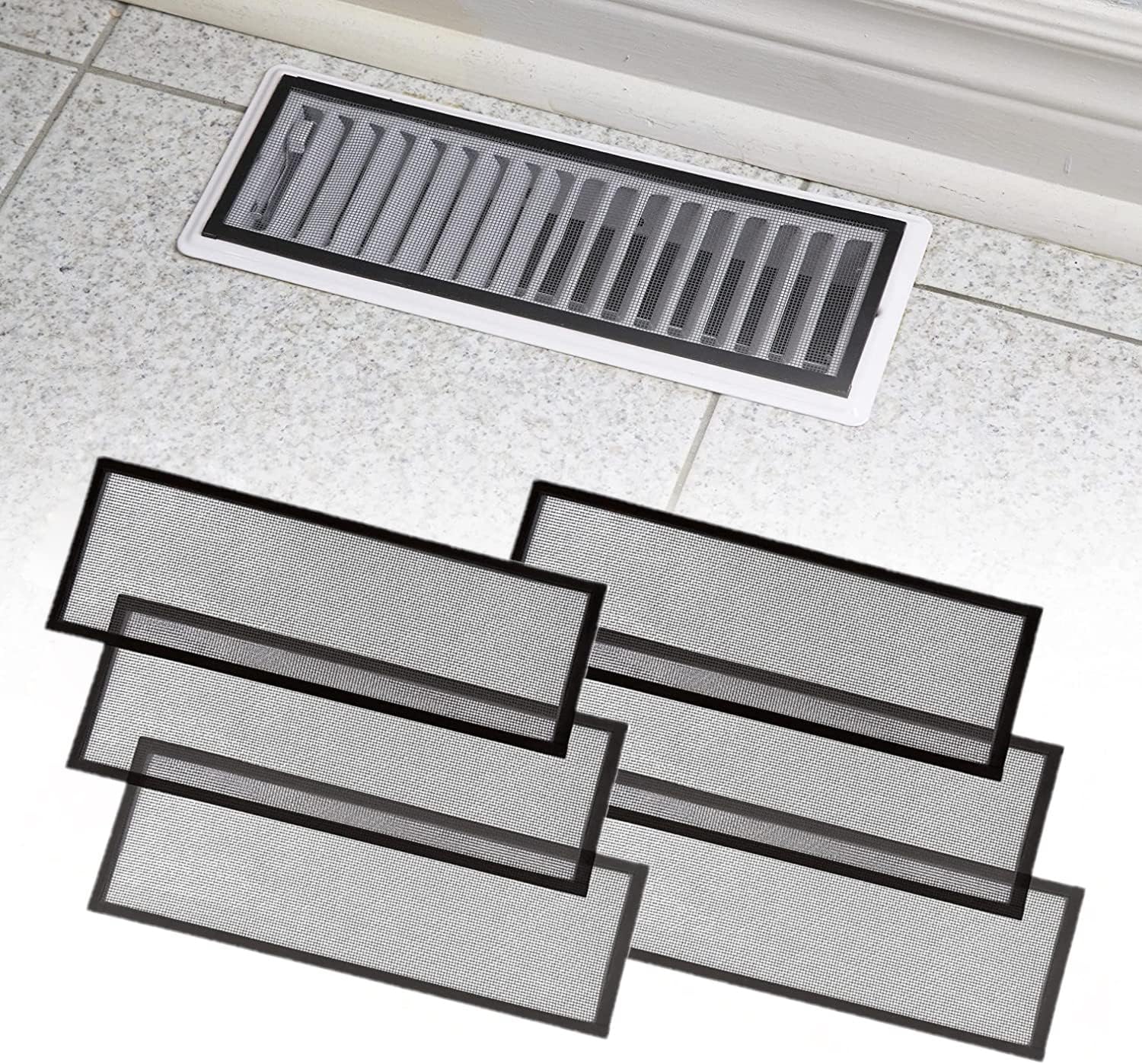 Homponent 6Pack 4''x10'' Floor Register Trap/Vent Mesh Air