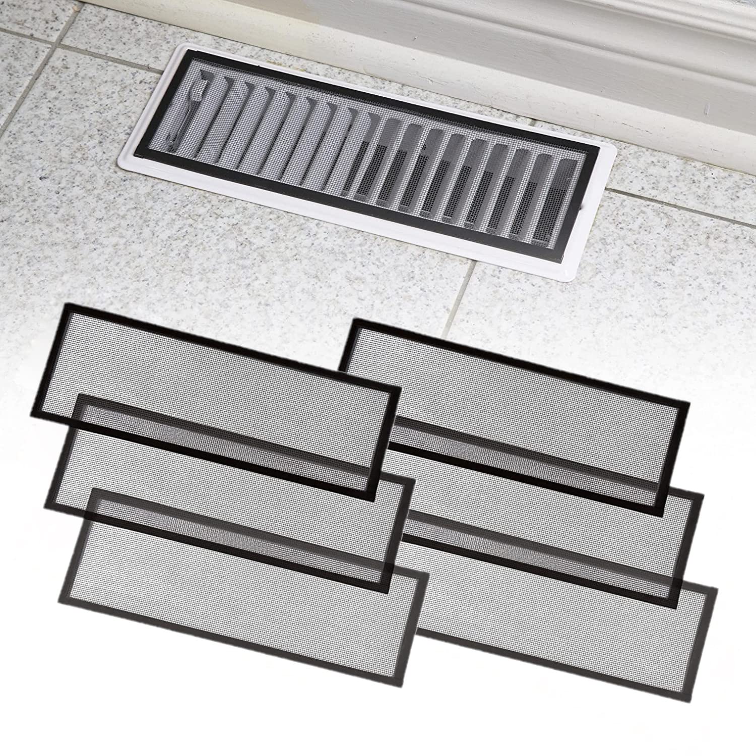 Homponent 6-Pack 4x10 Floor Register Trap/Vent Mesh - Magnetic Air Vent  Screen Cover for Home Floor, Easy Install Vent Bug Mesh Perfect for  Wall/Ceiling/Floor Air Vent Filters. (Black) - Amazon.com