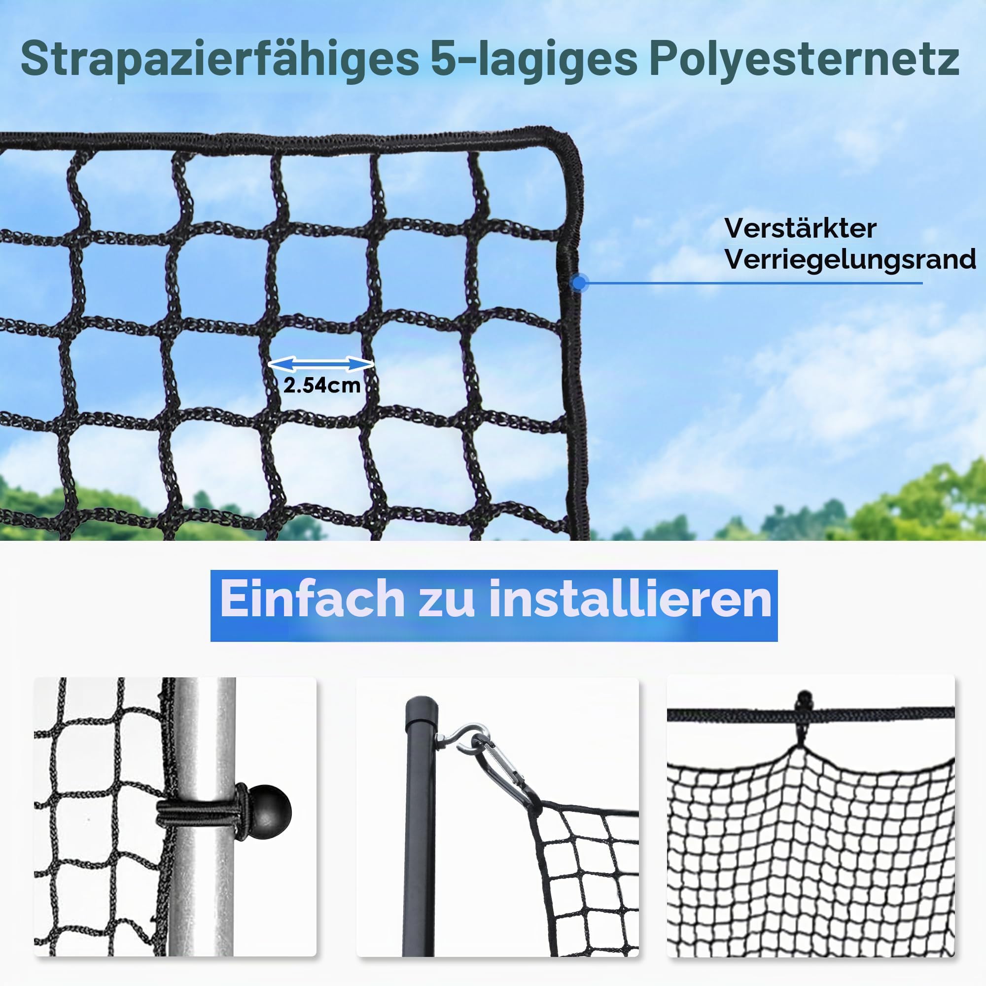 ORIENTOOLS Golf Übungszaunnetz 3mx3m/3mx4.5m/3mx6m, Polyester Golf-Übungsnetz Tragbares Golfnetz für Drinnen und Draußen, verstellbares Schutznetz mit Seil und Schnalle für Garten, und Innenbereich
