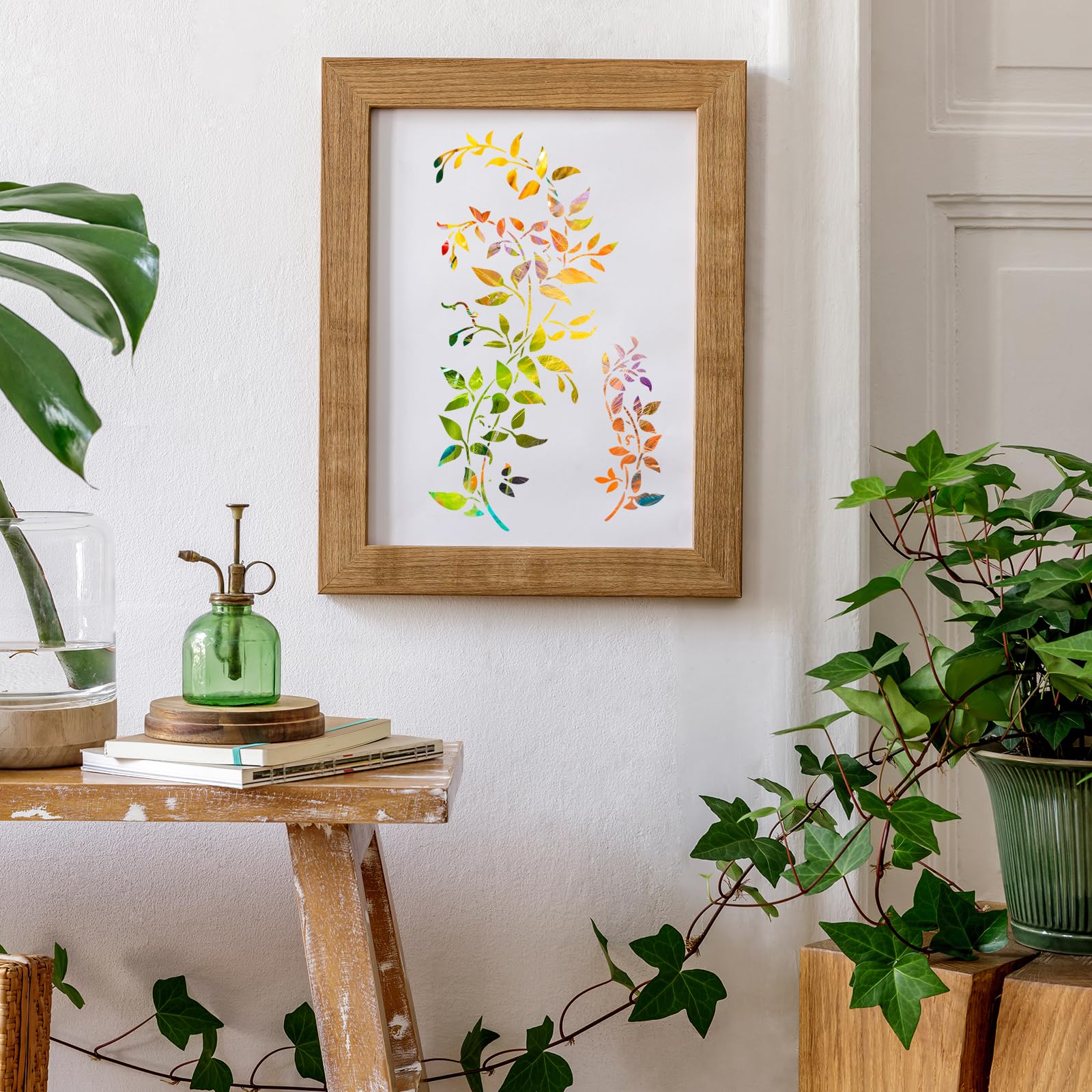 2 stencil di fiori grandi per dipingere, stencil di vite, edera riutilizzabili in formato A4, modello di disegno per mobili, tela, decorazioni per la casa, modello fai da te per la pittura