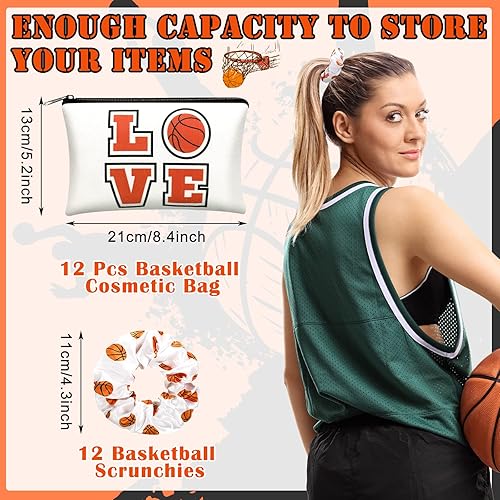 Miniatura 2 de Moukeren Juego de 24 artículos de baloncesto, bolsas de cosméticos, bolsas de maquillaje deportivo, estuche de almacenamiento portátil, estuche de