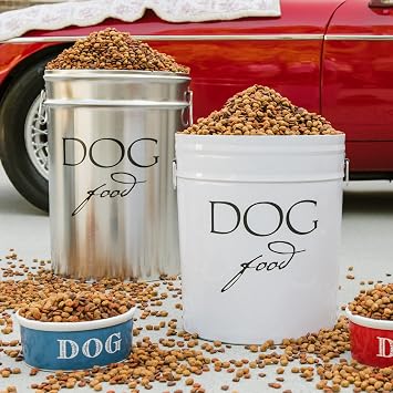 Harry Barker Classic Silver Dog Food Storage Canister Medium, Airtight Stainless Steel Pet Food Container, Holds Up to 22 lbs Dry Dog Food, Kitchen Counter & Pantry Storage - Silver