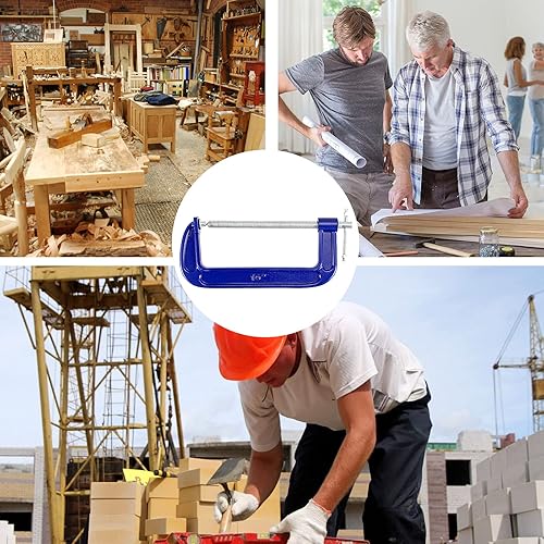 Miniatura 6 de Paquete de 2 abrazaderas en C, abrazaderas C de hierro maleable, mango de barra en T resistente con abrazadera en C para carpintería, metalurgia,