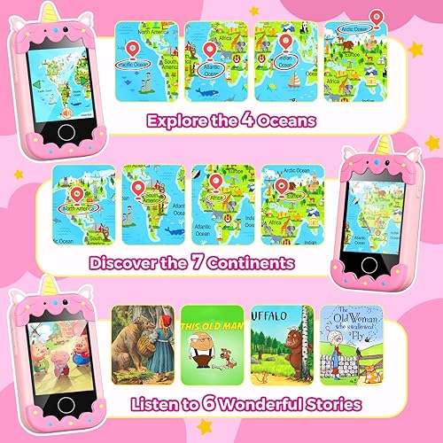 Miniatura 7 de Teléfono inteligente para niños para niñas, pantalla táctil HD de 2.8 pulgadas, teléfono celular de doble cámara para niños, teléfono de juguete de