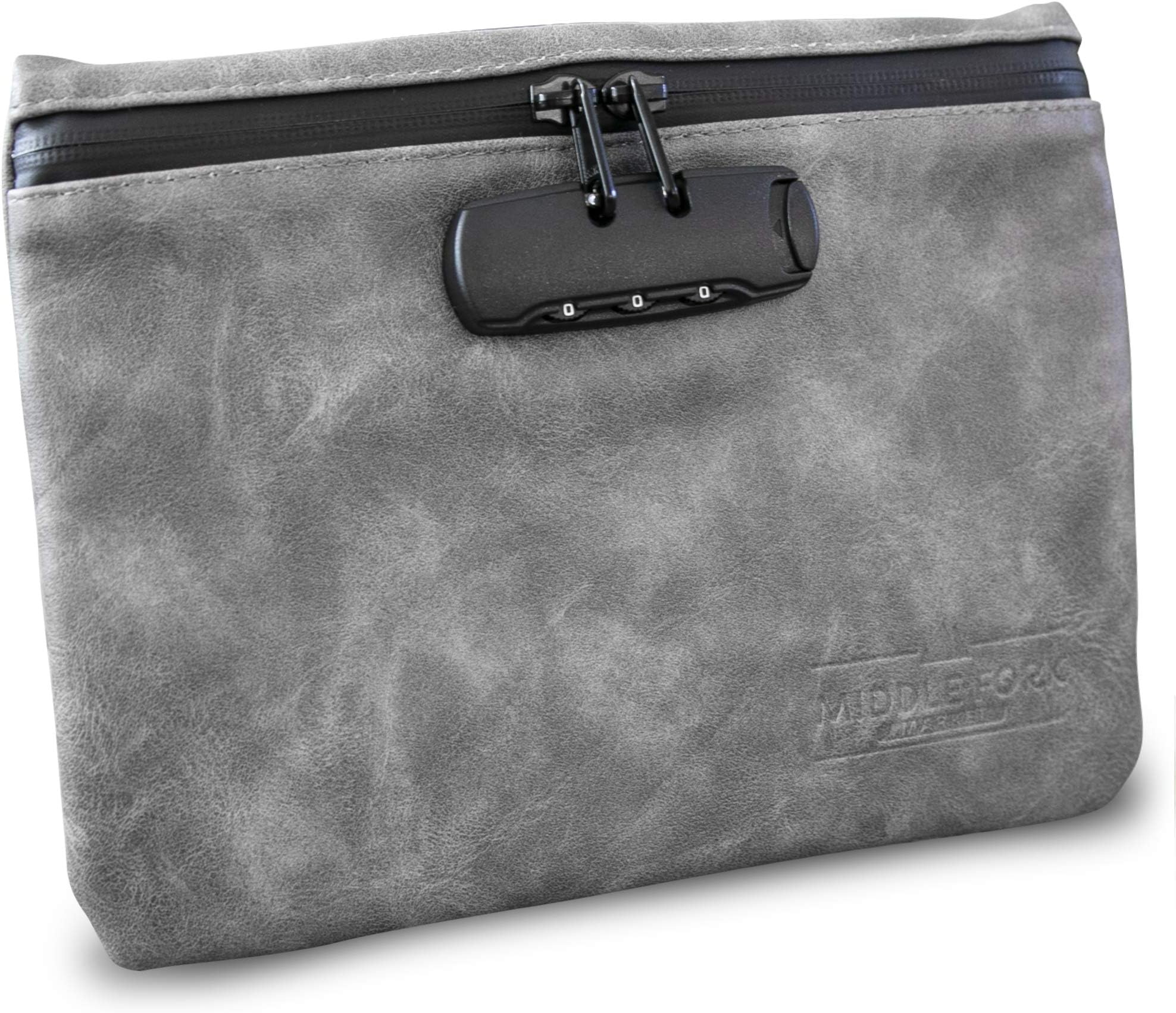 Smell Proof Bag - Upgraded Scent Proof Combo Lock Container and Pouch - Discreet Smell Proof Bags Hide Odor and Scent - Smart Air Tight Case for Accessories - Gray Leather