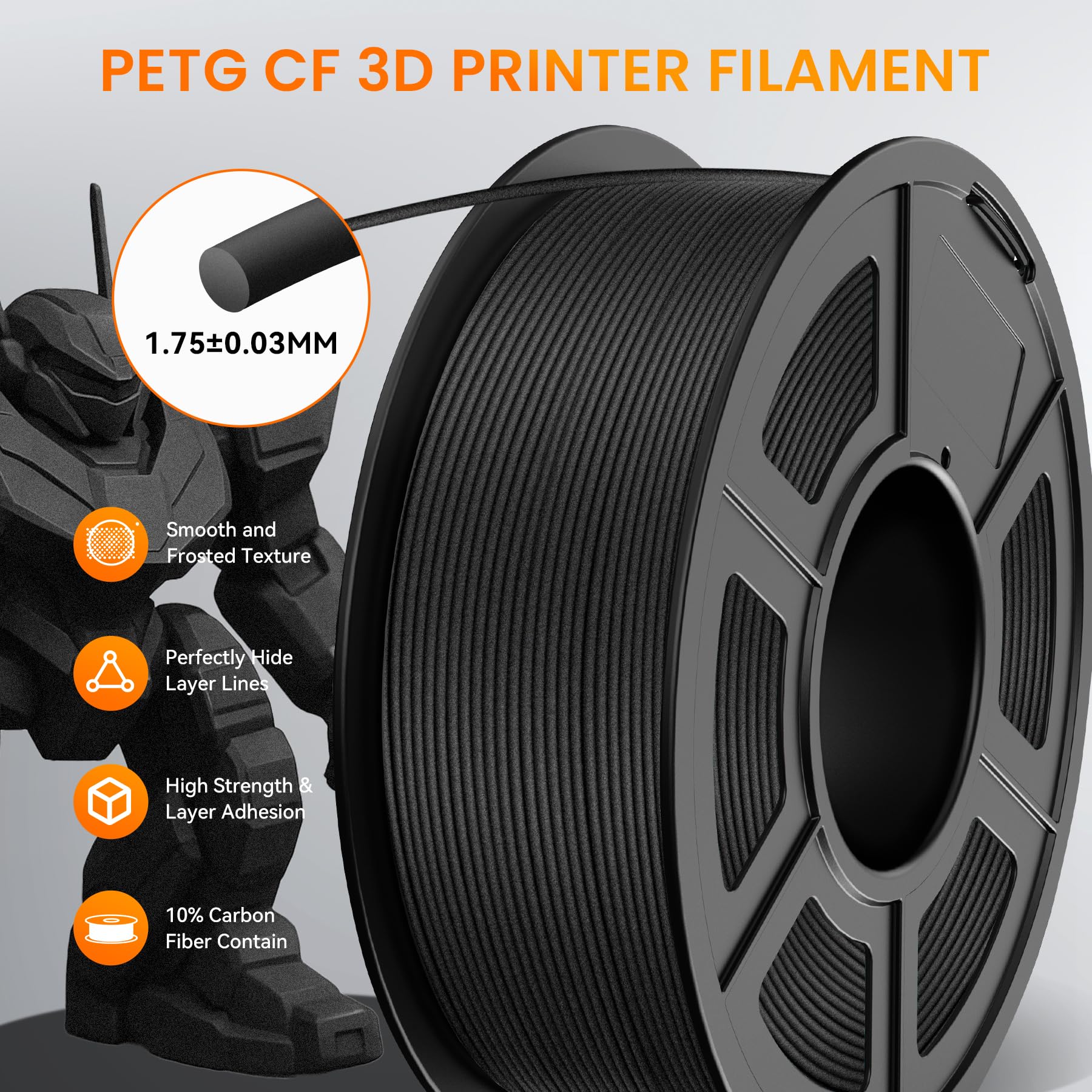 PETG CF Filament 1.75 mm with 10% Carbon Fibre, Stärker Zähigkeit PETG 3D