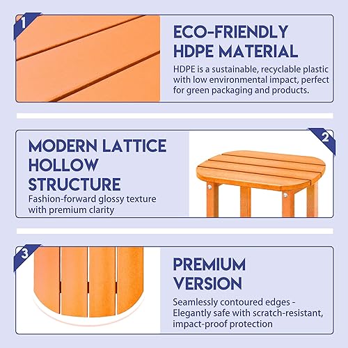 Miniatura 66 de LZRS Mesa auxiliar para exteriores, mesa auxiliar ovalada Adirondack doble con almacenamiento de 2 niveles, mesas auxiliares de HDPE para patio