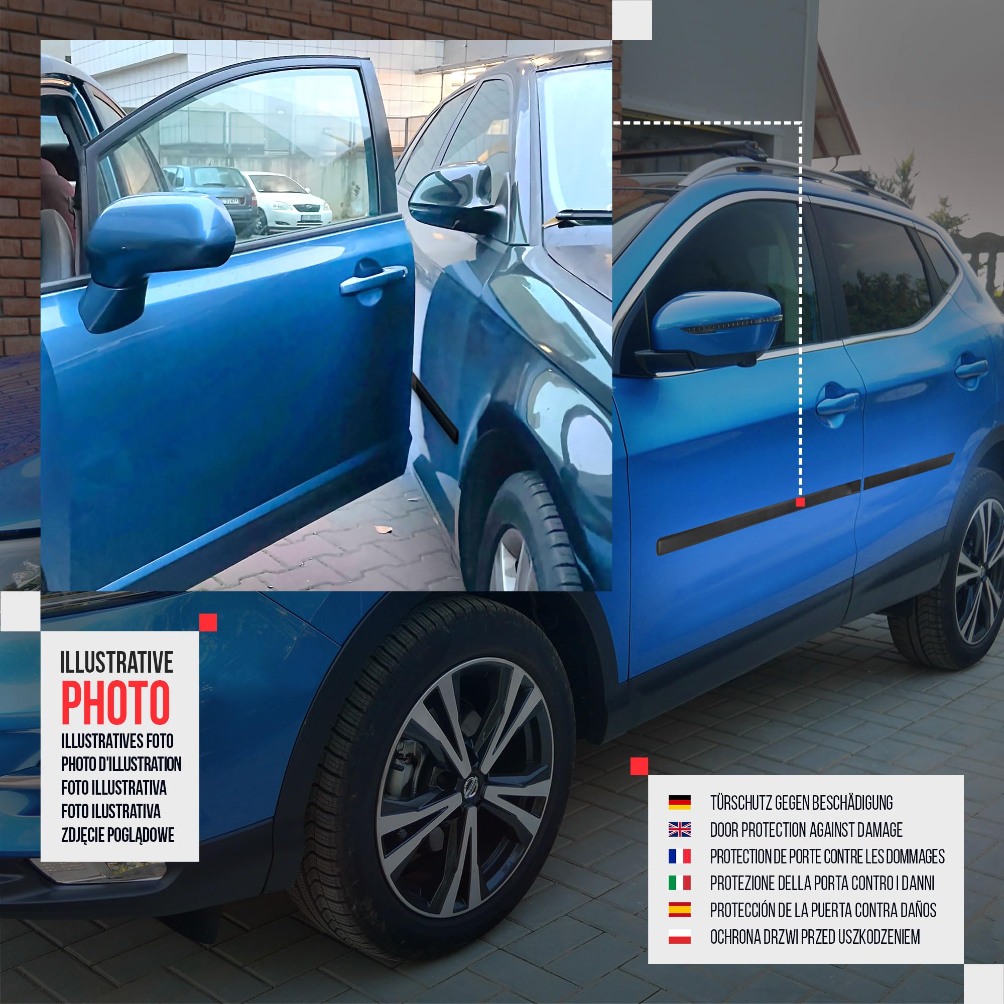 CHROMEMASTER | Modanature Laterali | Compatibile con Fiat Tipo Berlina, Hatchback, SW dal 2016 | Plastica Le Modanature Laterali Proteggono la Vernice Della Portiera Dell'auto da Graffi e Danni