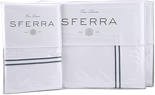 Sferra Grande Hotel Sheet Set - Queen - White/Cadet