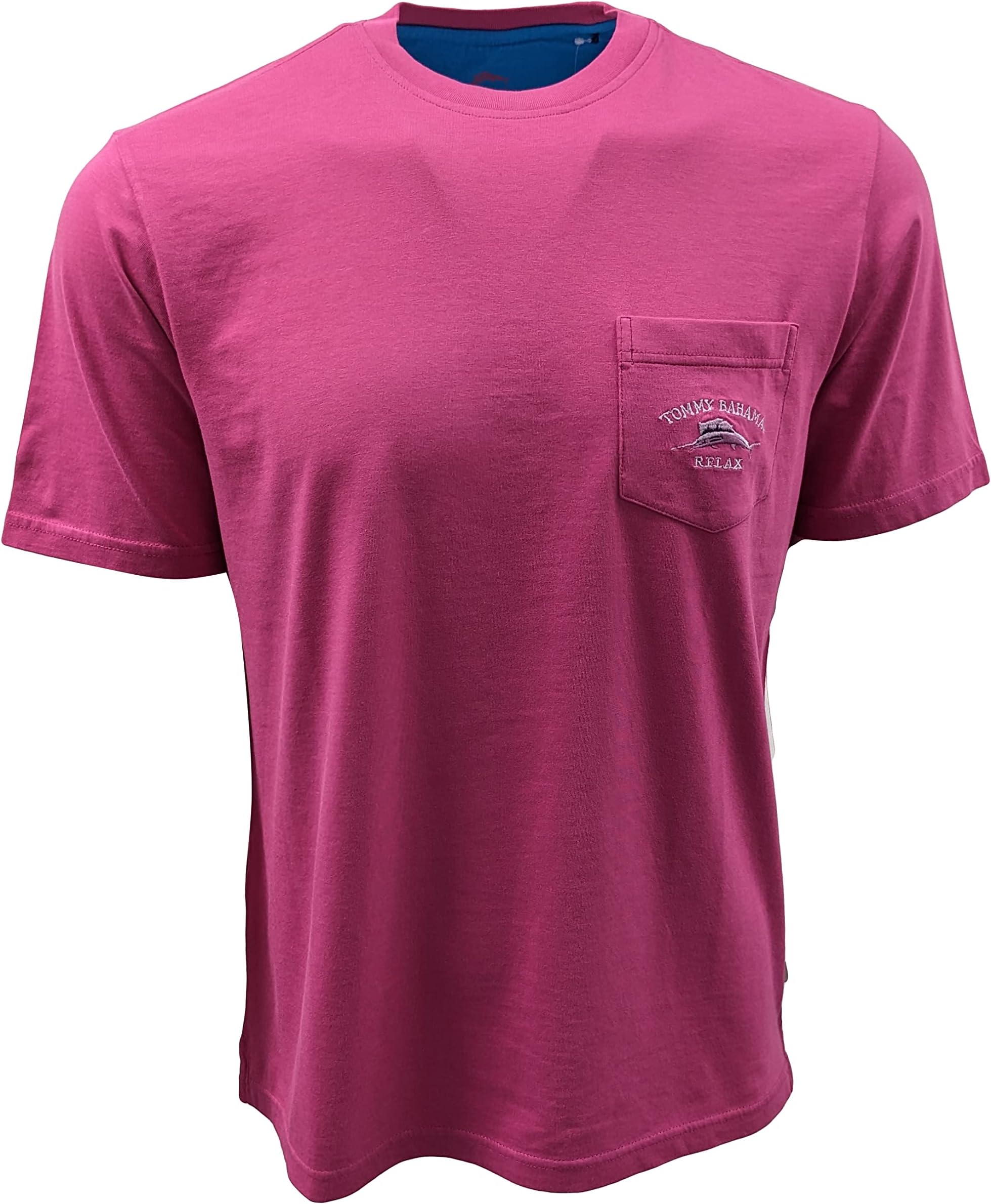 Tommy Bahama Mens T-Shirt 100% Cotton Bali Skyline Pocket Short Sleeve Tee (Large, Very Berry)