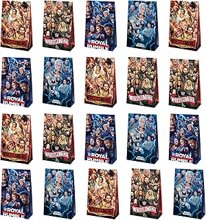20pcs Wrestling Goodie Bags, Wrestling Themed Party Bags for Boys Girls Kids Party Decorations (Wrestling)