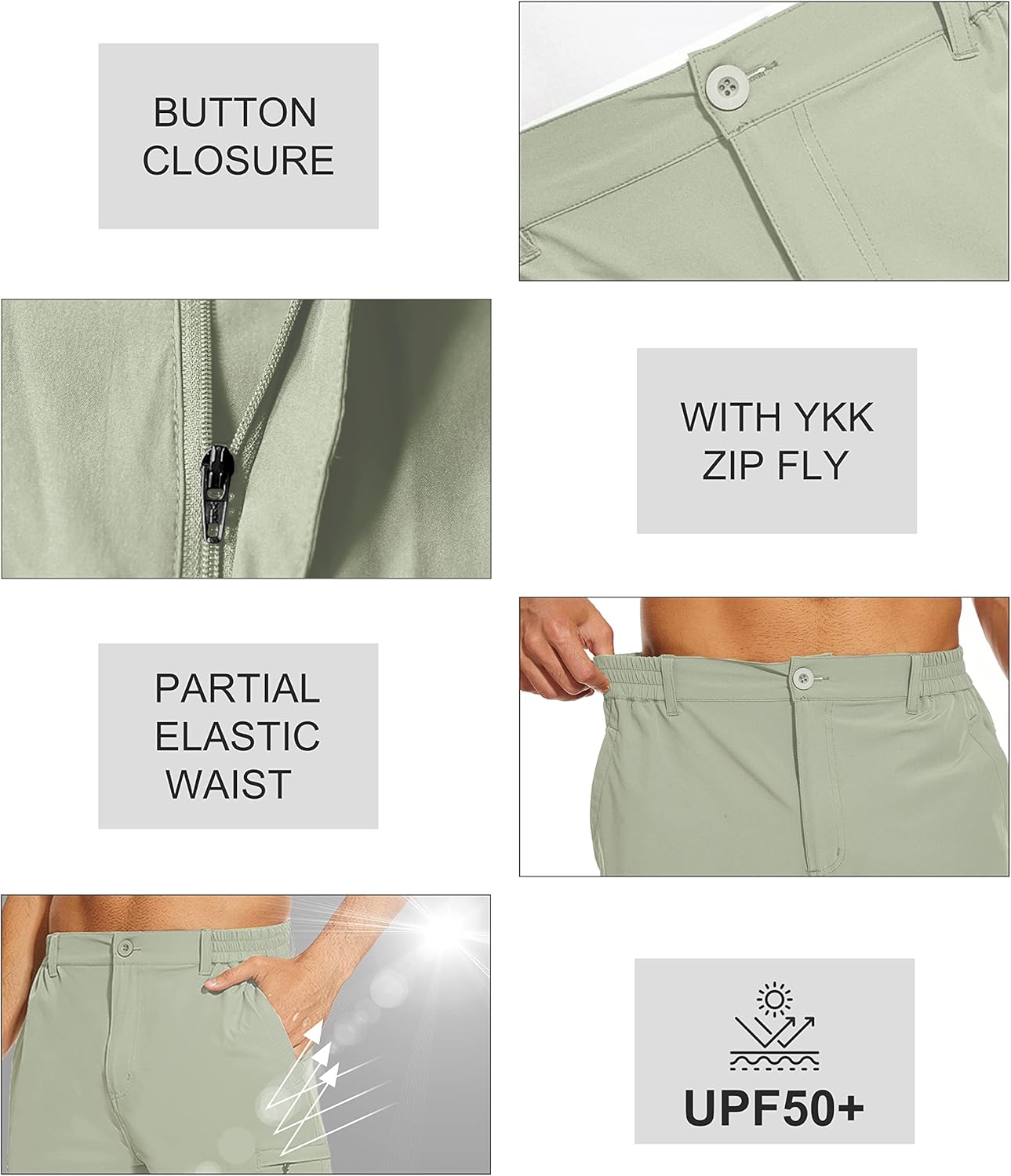 NATUVENIX Hiking Shorts Men, Quick-Dry Fishing Shorts for Men Lightweight Stretch Work Shorts Causal Travel