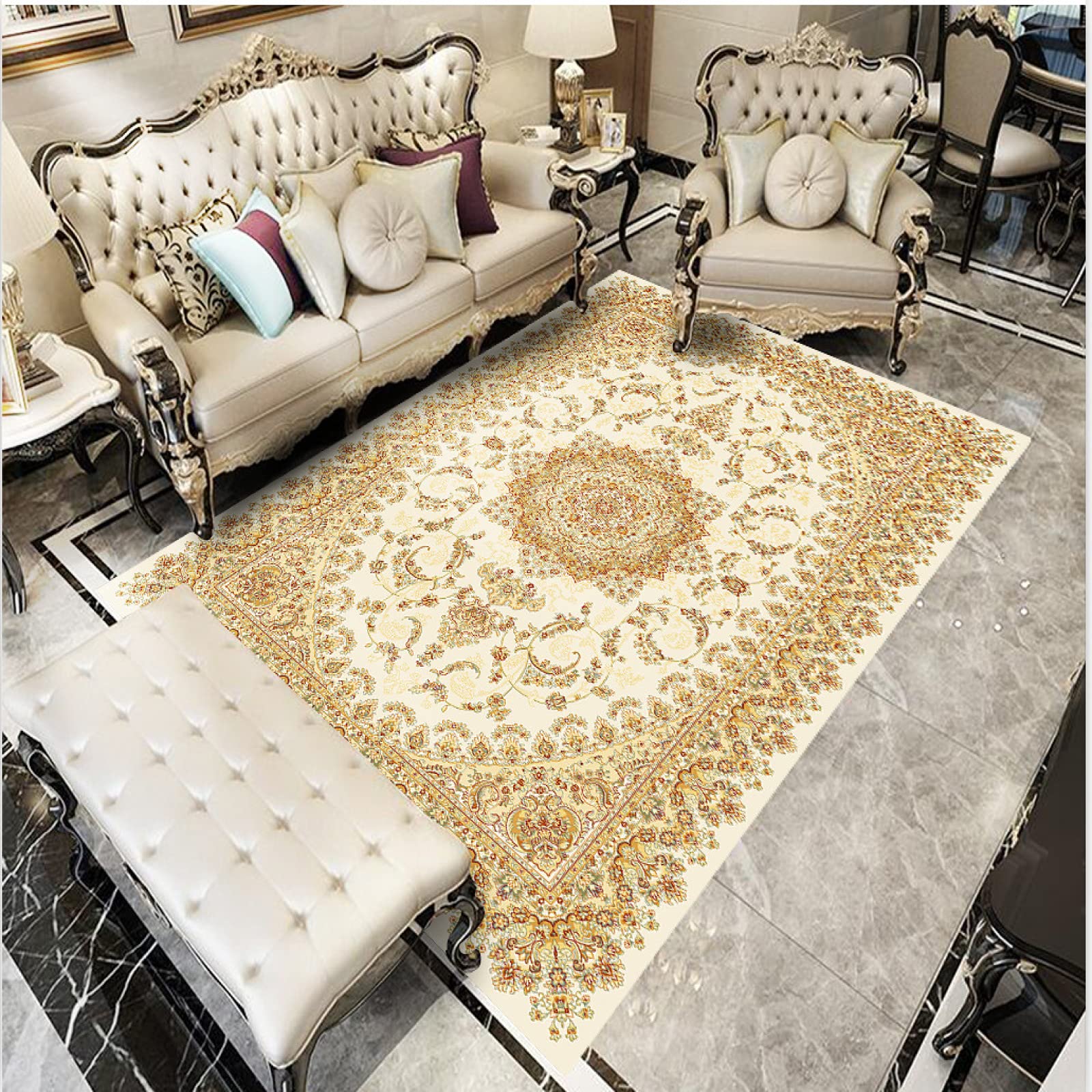 Grand tapis traditionnel anti-poussière vintage 120x160 cm entrée