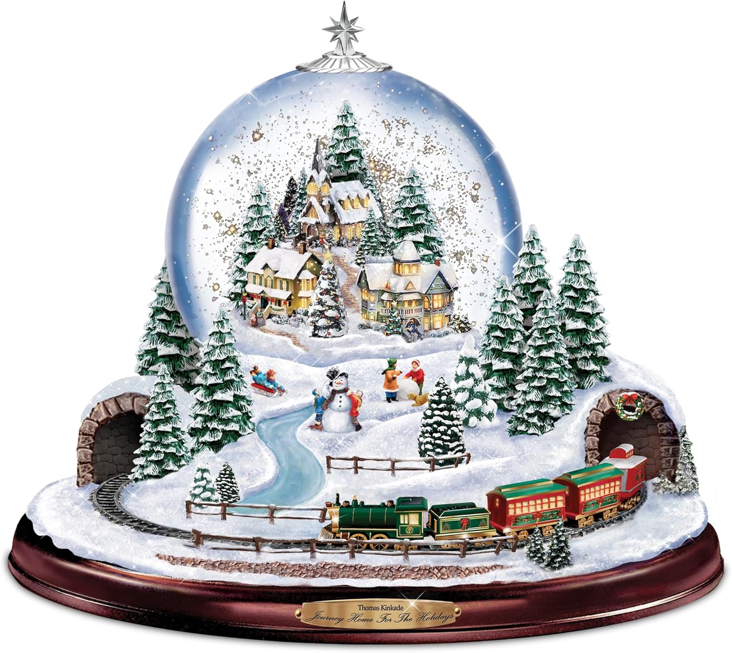 The Bradford Exchange Thomas Kinkade Village Snowglobe: Lights, Music and Motion