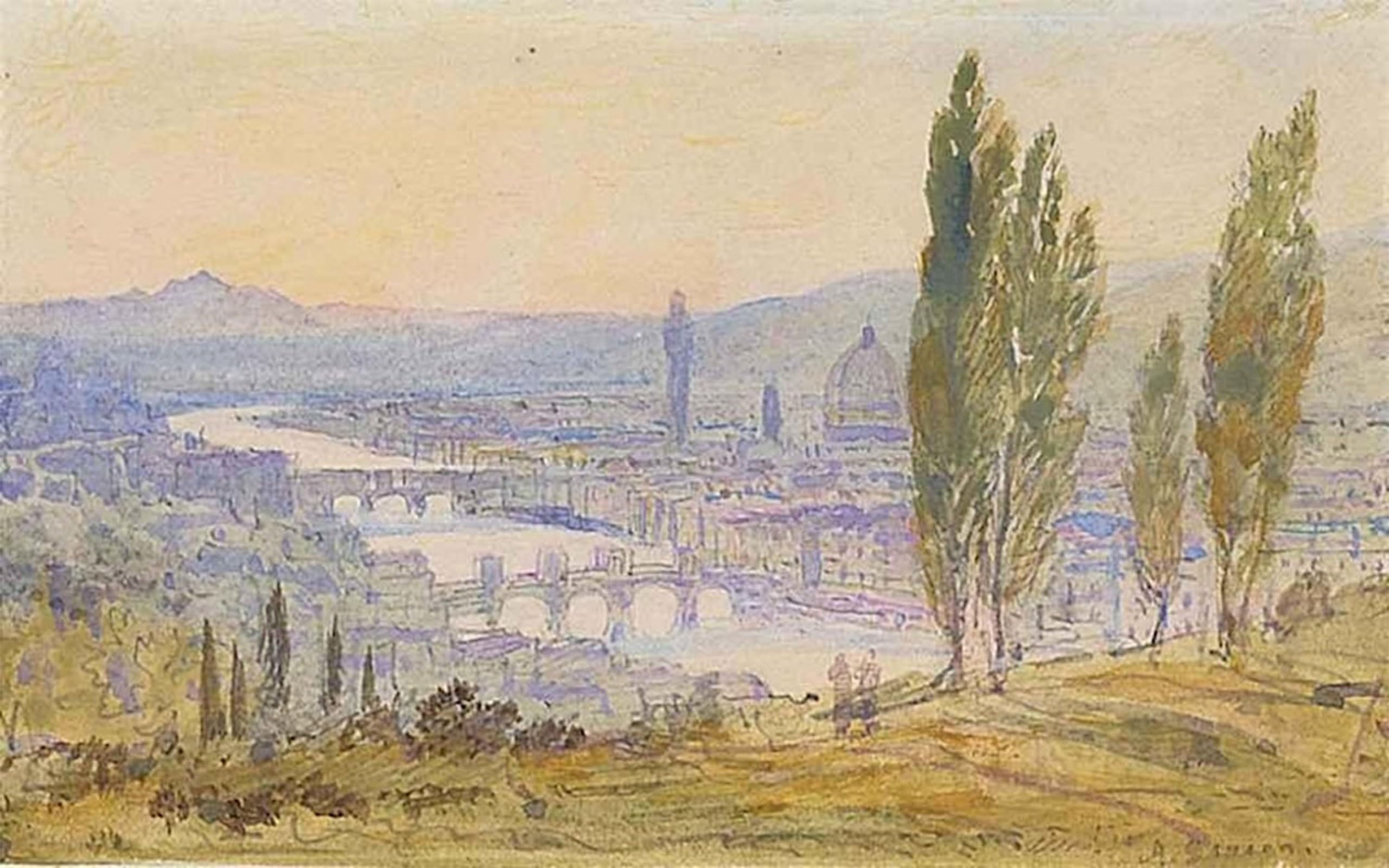 POSTERIIk Vintage Classic Picture Landscape Artwork Florence From San Miniato by Arthur Palliser Severn Portrait Canvas Painting for Office Home Decor 60x90cm