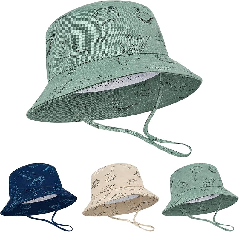 Durio Baby Sun Hat UPF50+ Wide Brim Bucket Hats for Boys 0-4T | Summer Sun Protection for Outdoor Activities, Breathable Cotton, Adjustable Chin Strap, Newborn to Toddler 18.1"-20.5" in Fit