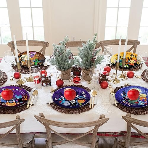 Miniatura 3 de 60 platos de puntada para fiesta de cumpleaños de Halloween, suministros de fiesta de cumpleaños, decoración de Halloween, cumpleaños, baby shower