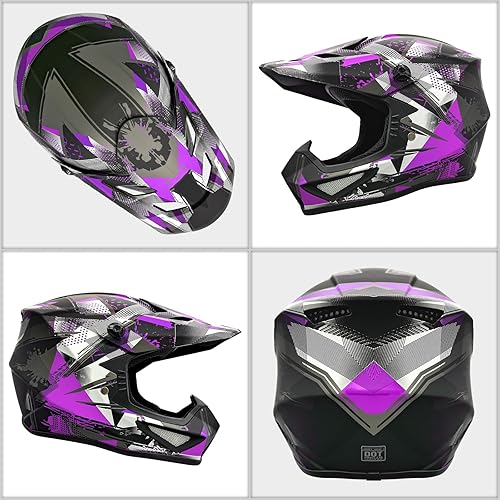 Miniatura 6 de Casco para jóvenes y niños de motocross, casco para adultos de ATV y bicicleta de tierra con gafas, guantes y máscara, casco de motocicleta de cara