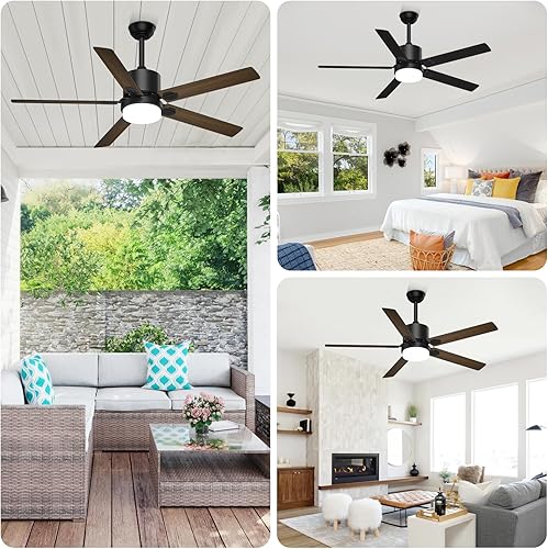 Miniatura 7 de Biukis Ventiladores de techo con luces y control remoto, ventilador de techo para exteriores de 60 pulgadas con control remoto, ventilador moderno