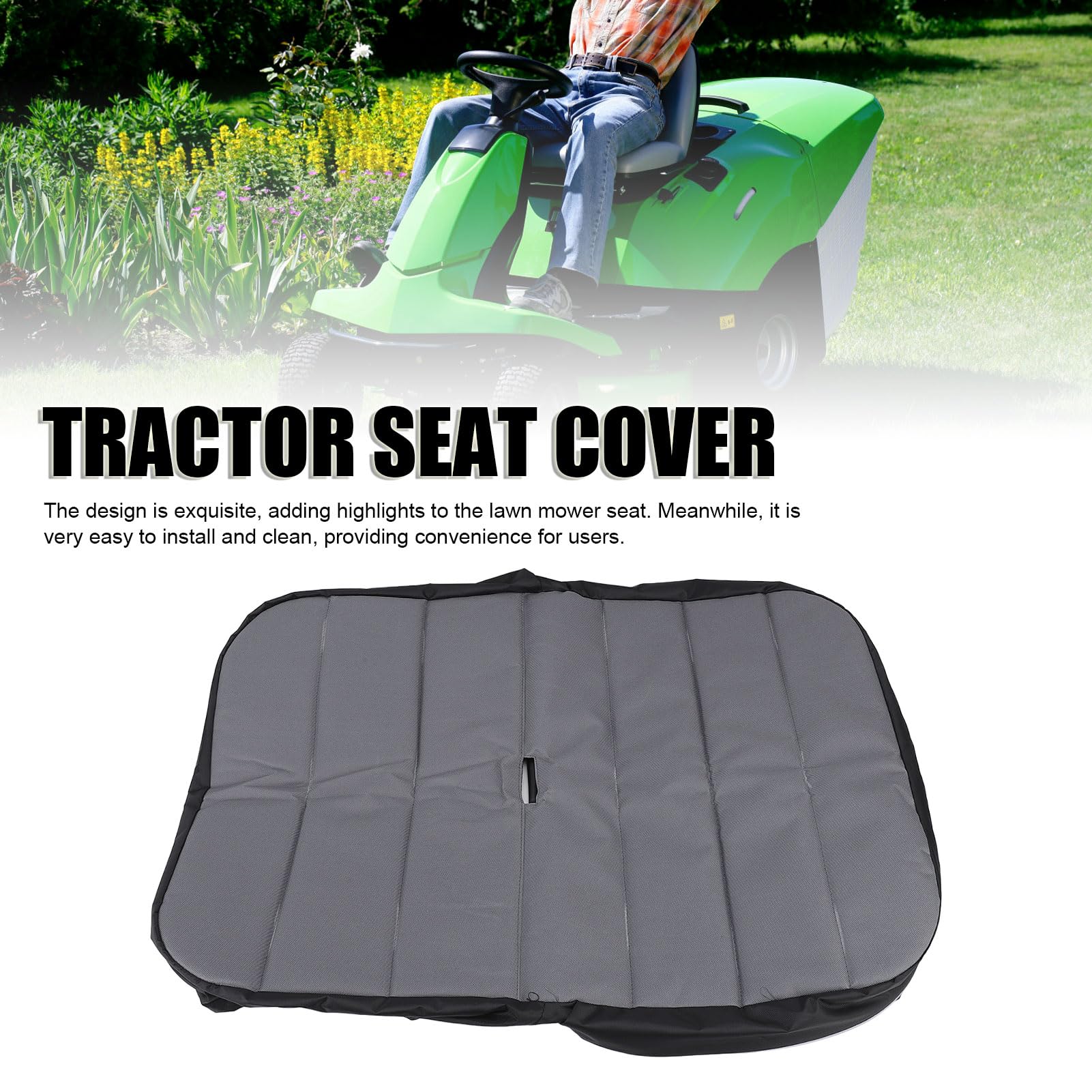 Asixxsix Riding Lawn Mower Seat Cover, Waterproof Dustproof Sunproof 600D PVC 420PU Oxford Tractor Seat Cover with 2 Large Pockets Universal Cushioned Seat Cover for Home or Farm Tractors