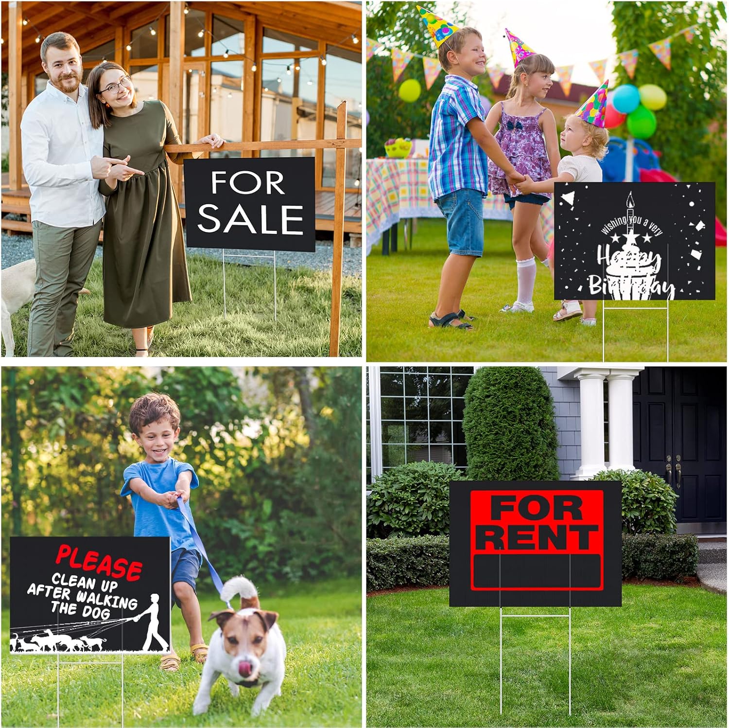 Tuanse 20 Pack Blank Yard Signs with Stakes 16x12 Inch Double Sided Corrugated Plastic Board Custom Lawn Signs for Garage Sale Real Estate Open House Advertising Rent Guidepost Birthday Party(Black)