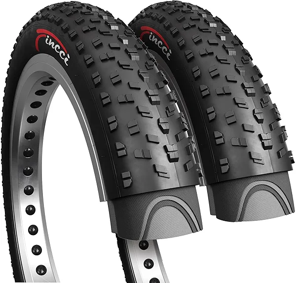Fincci Pair 26x4.0 Fat Bike Tires - Foldable 26 inch Bike Tires with Wear-Resistant Compound,100-559, Fat Tire with Durable Tread Design for Mountain, Hybrid, Dirt Bike, Street Tires for Ebike, 30 TPI