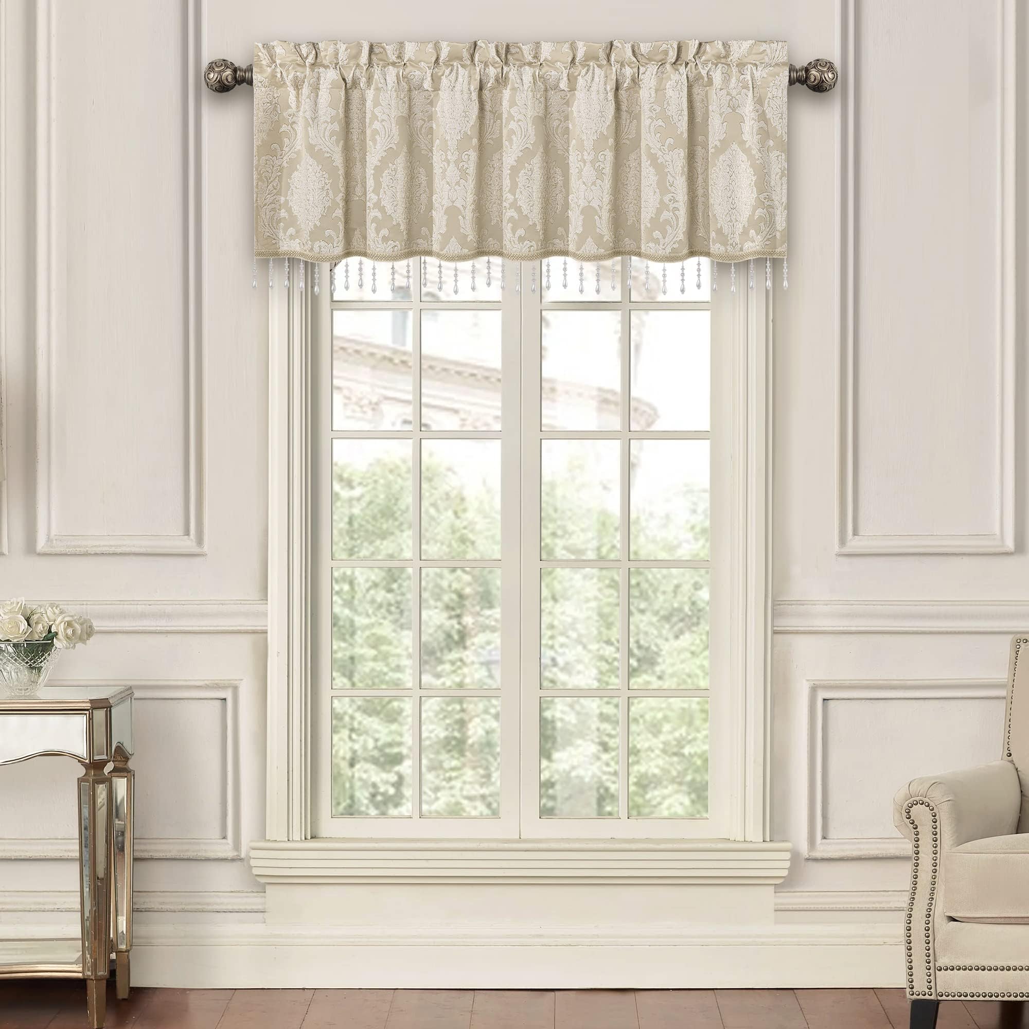 Loom and Mill Luxury Valances for Windows, Elegant Damask