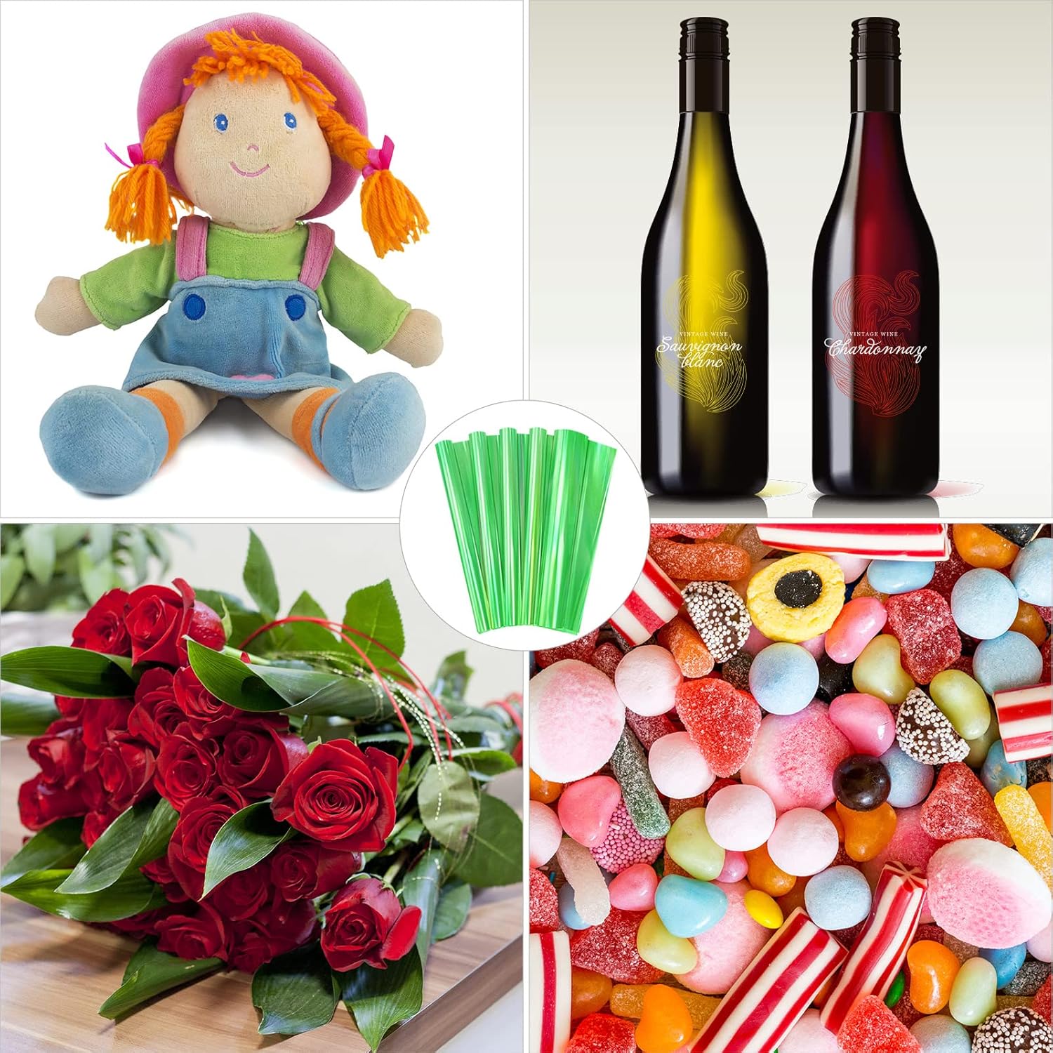 Aneco 157 x 39 Inches Iridescent Cellophane Clear Cellophane Wrap Paper Flower Gift Wrapping Paper with 6 Rolls Colorful Wrap Ribbon for Holiday DIY Wrapping Supplies : Health & Household