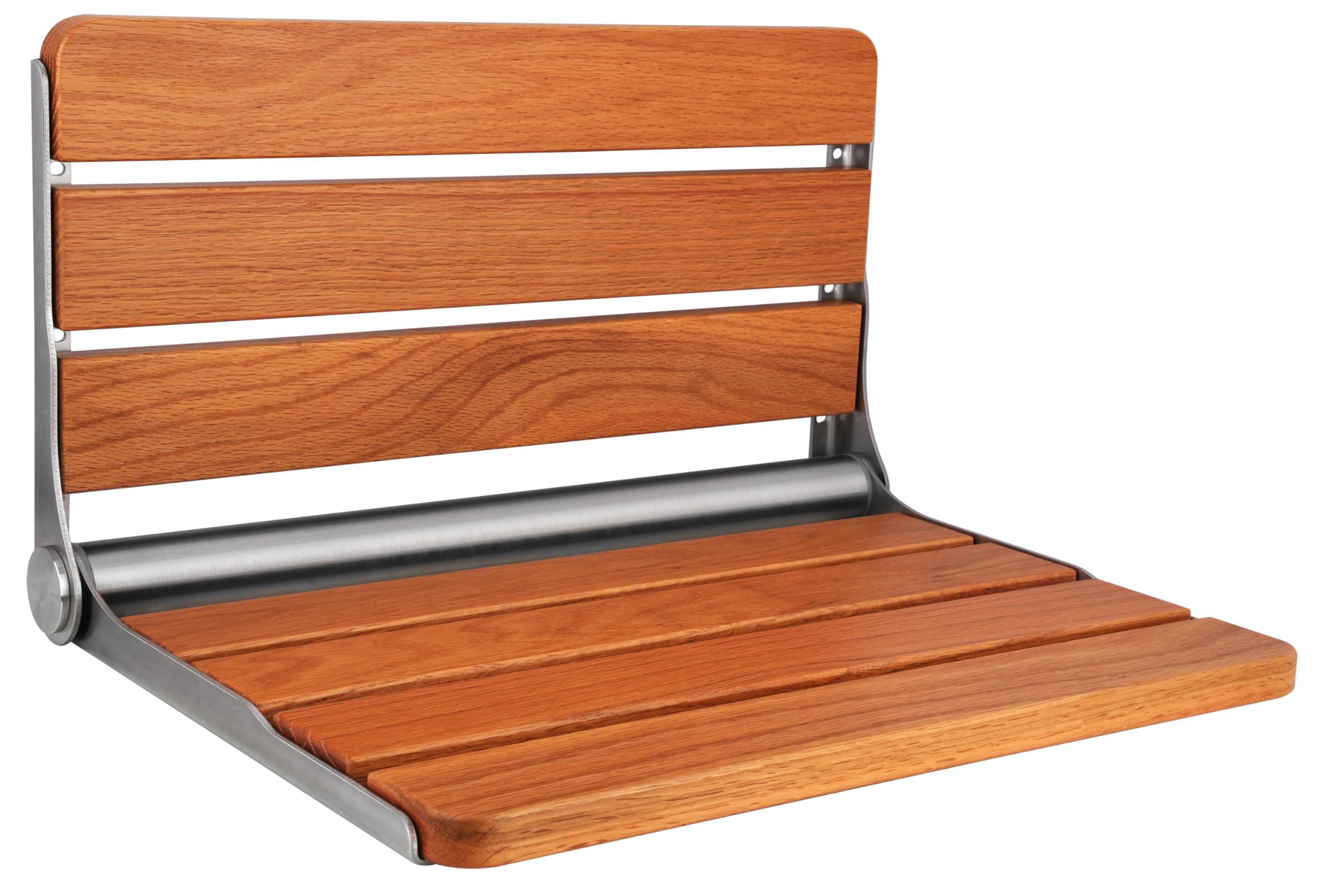 Teak Folding Shower Seat Wall Mounted, Foldable Shower Bench, 400lbs Max Load, 16"
