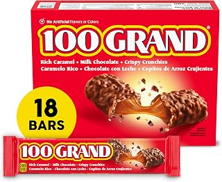 100 Grand Full Size Candy Bars Bulk 18 Count - Crispy Crunchies, Caramel & Milk Chocolate Individually Wrapped