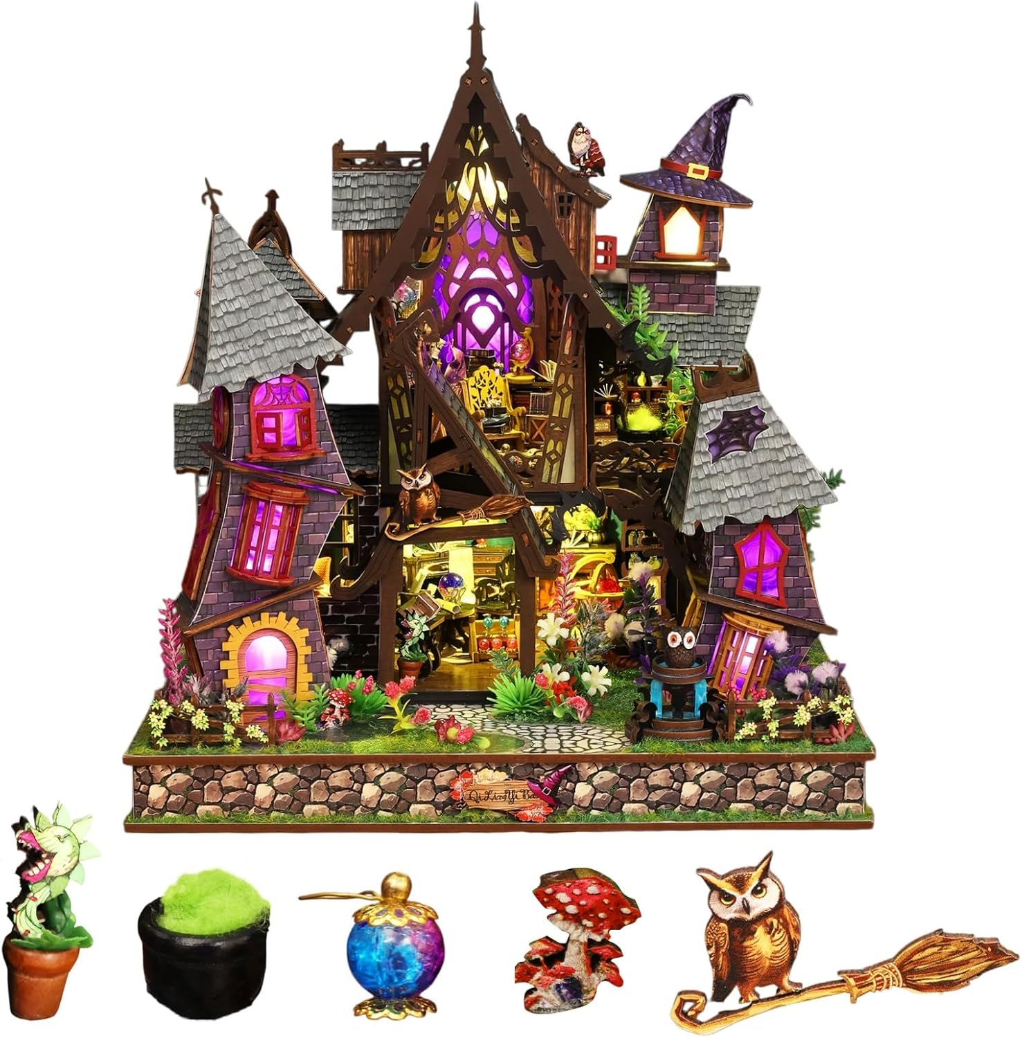Strange Castle - 3D Miniature House Kit, Mystical Fantasy Academy Diorama for Adults, Gothic Creative Hobby Model (Basic)