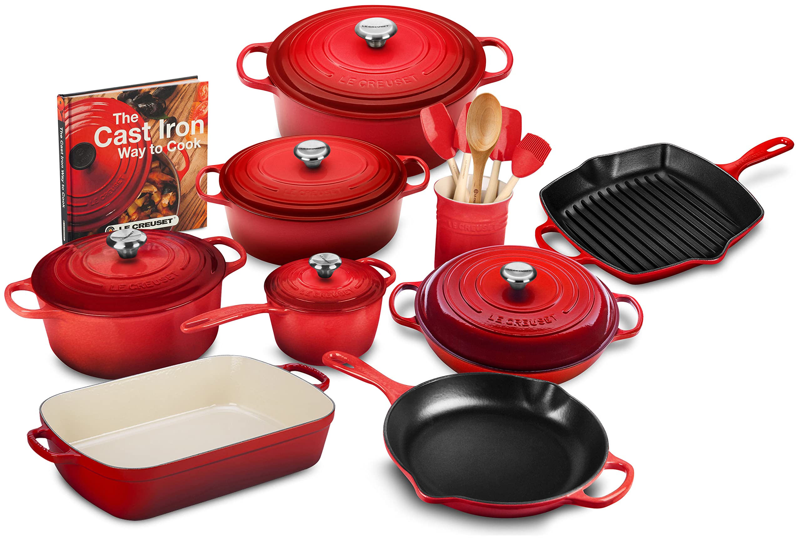 Buy Le Creuset 20-Piece Signature Cast Iron Cookware Set, Cerise