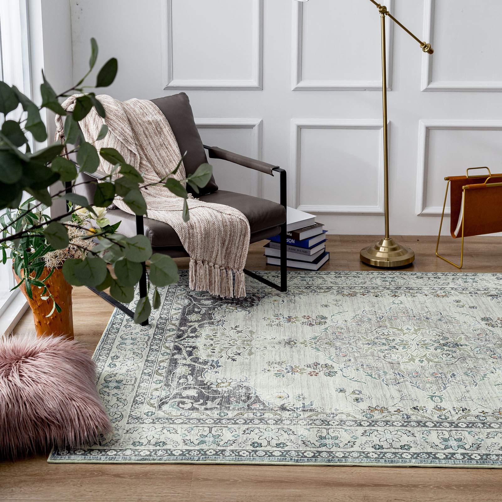 TALETA Mila Bedroom Rug Artistic Unique Area Rug Oriental Modern Rug for Living Room（Grey,120*170cm）