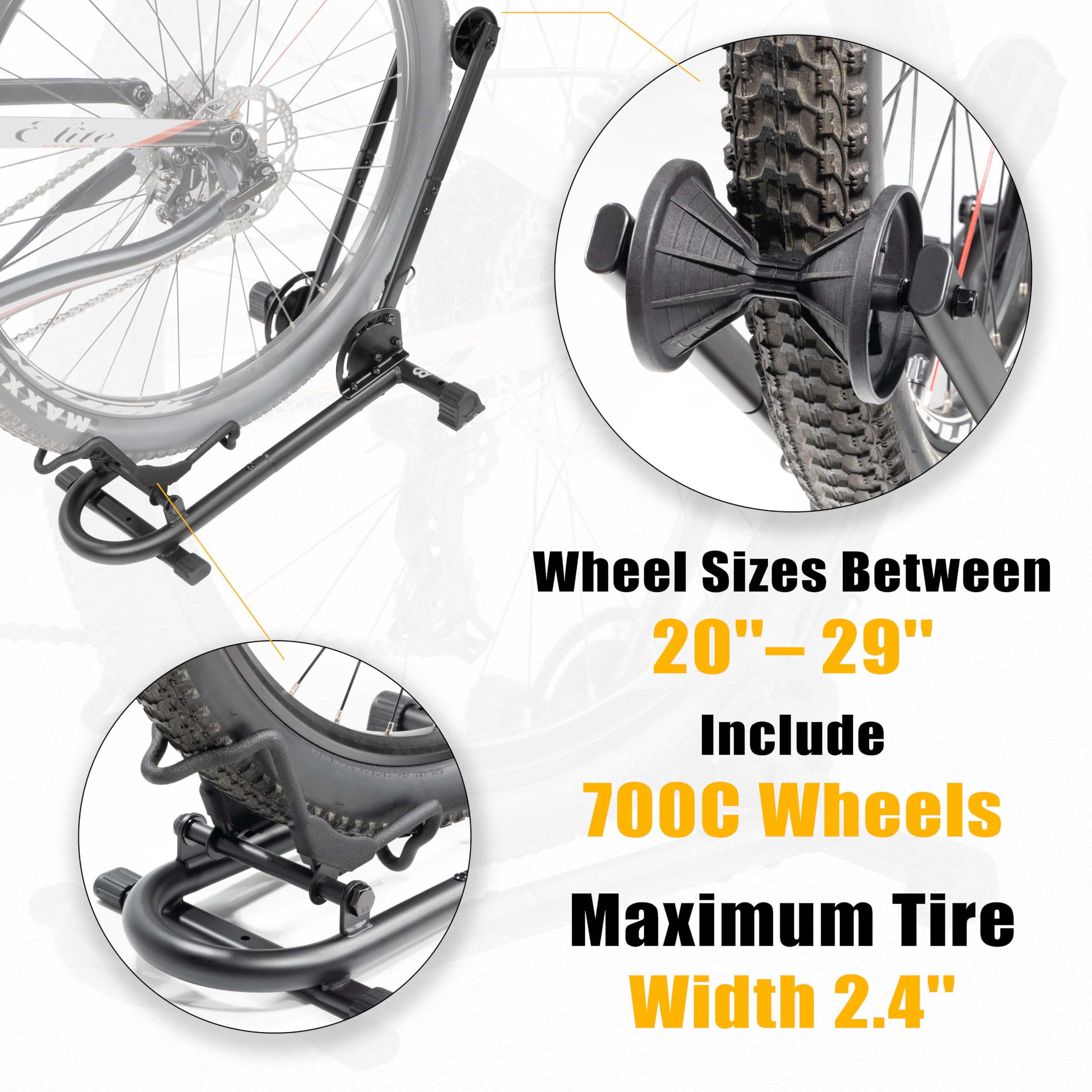 BikeHand Bike Stand Floor Parking Bike Rack - for MTB & Road Bike Storage - up to 2.4" Tire Width - Bike Rack Garage Foldable Bike Storage Rack - Durable Bicycle Stand - Classic New Verison