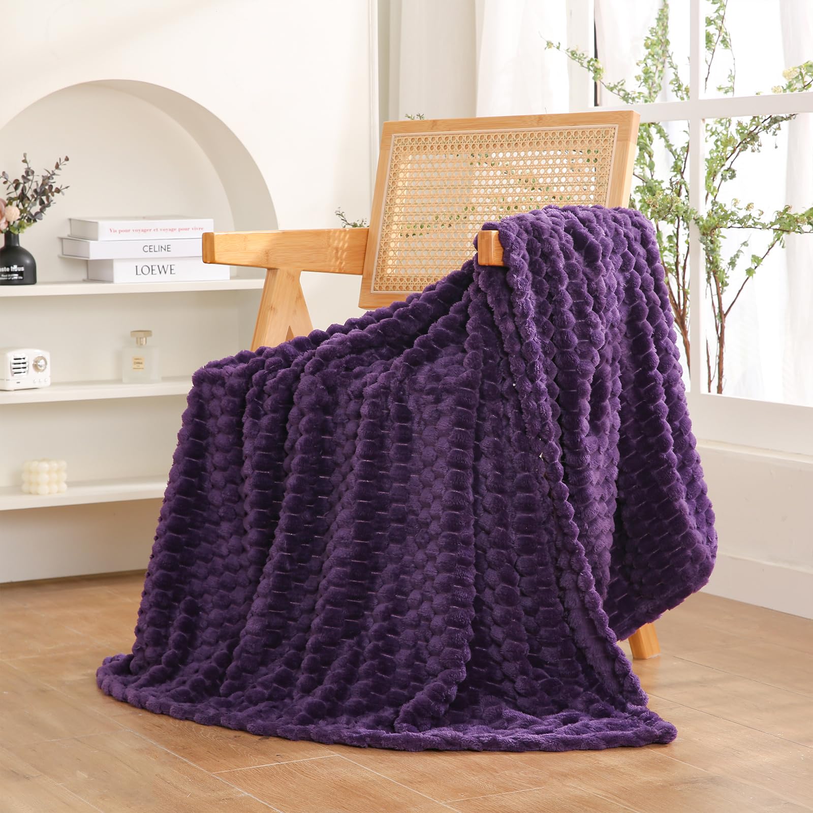 カシミヤ100％ ブランケット パープル Amazon｜Puncuntex ディープパープル スローブランケット 50×60インチ