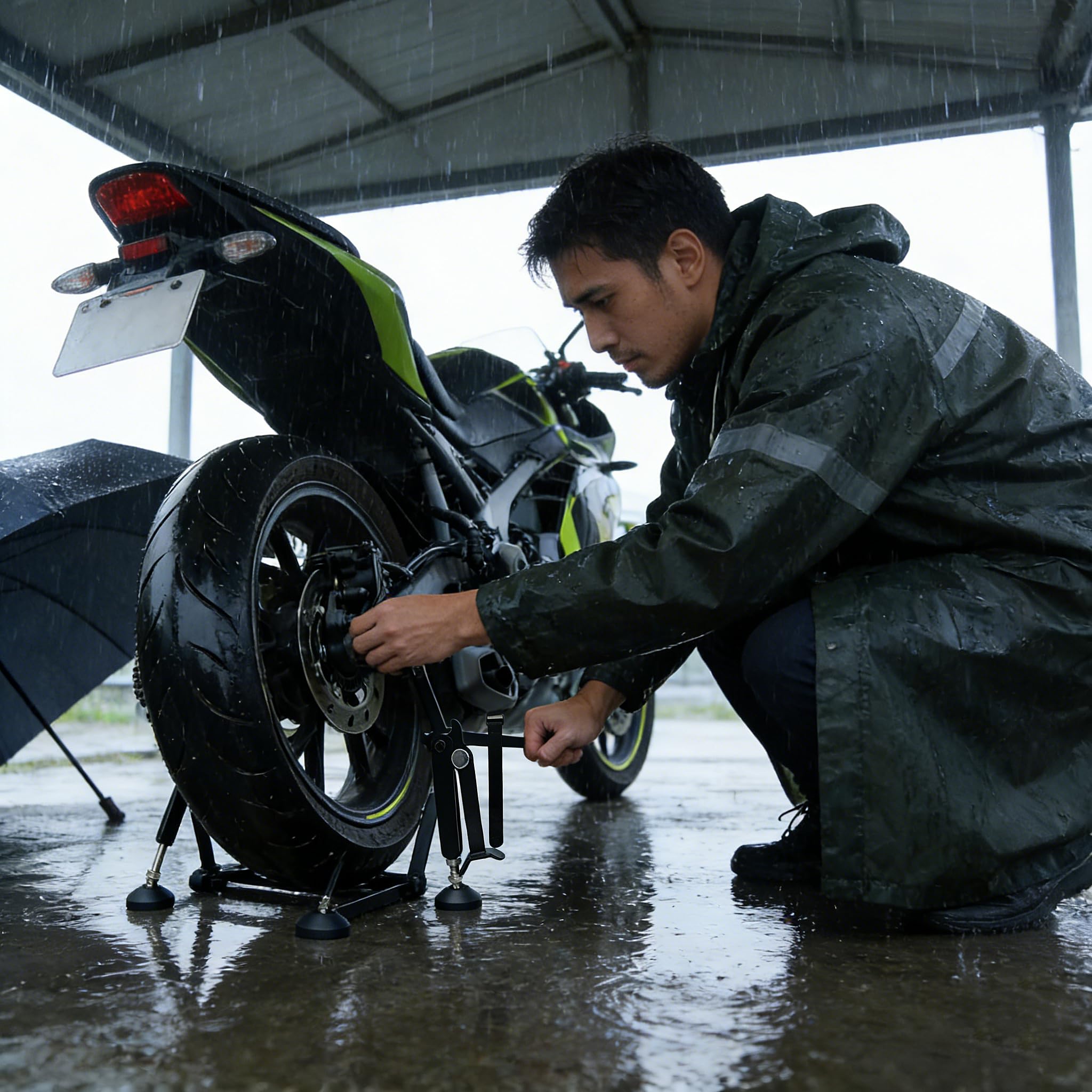Motorcycle Maintenance Stand, Cavalletto Moto, Alza Moto, Pieghevole, Acciaio Al Carbonio, Martinetto