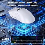ZIYOU LANG x Magic Refiner R1 Wireless Gaming Mouse with Charging Dock, PAW3311 Sensor 24K DPI, BK3633 Chip Tri-Mode Bluetooth/2.4G/USB-C, Lightweight Web Driver Computer Mice for Win/Mac, White