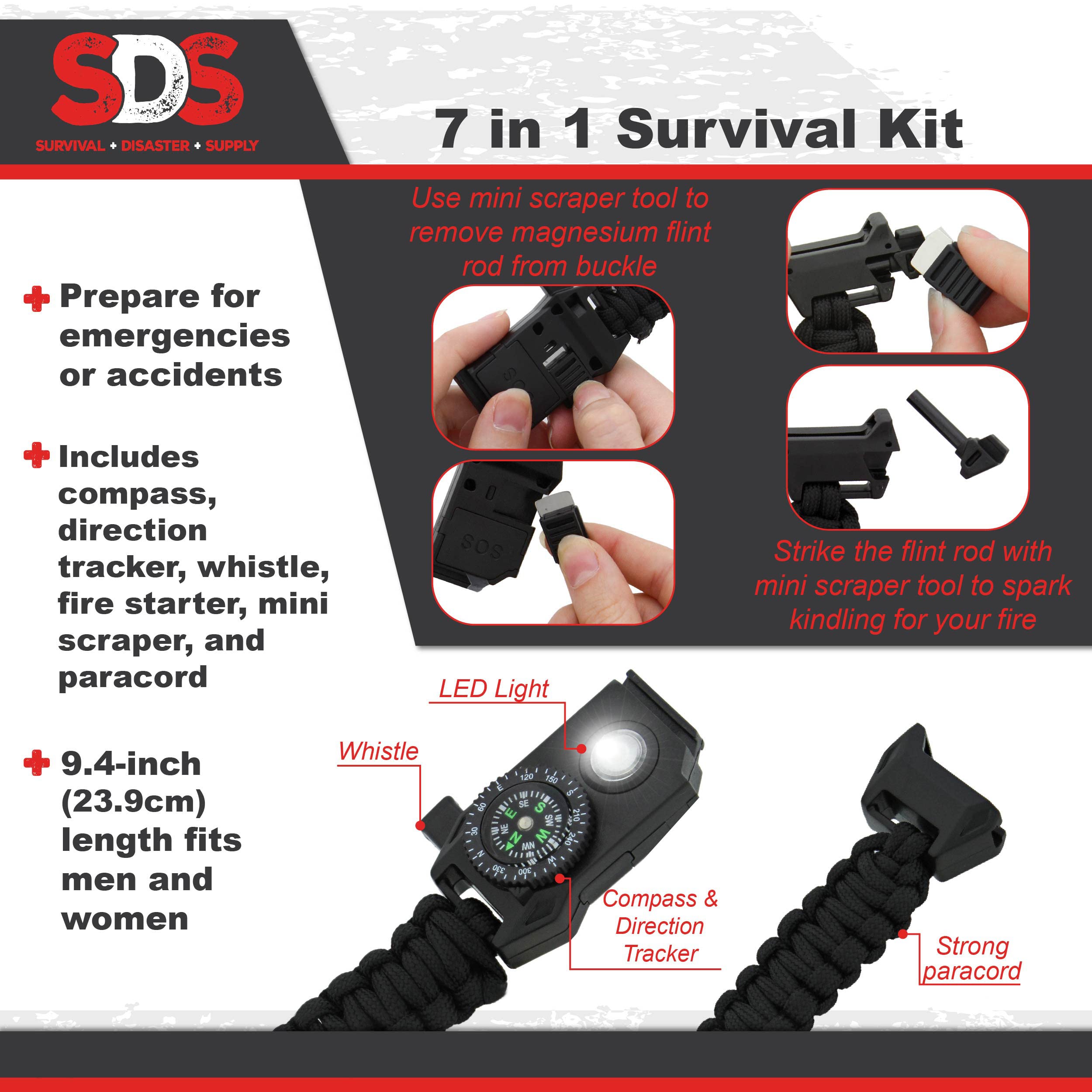 Bracelet à boucle Paracord 9 avec sifflet et boussole - Black - Acheter en ligne - Magasin en ligne Bracelet à boucle Paracord 9 avec sifflet et boussole - Black - Acheter en ligne - Magasin en ligne