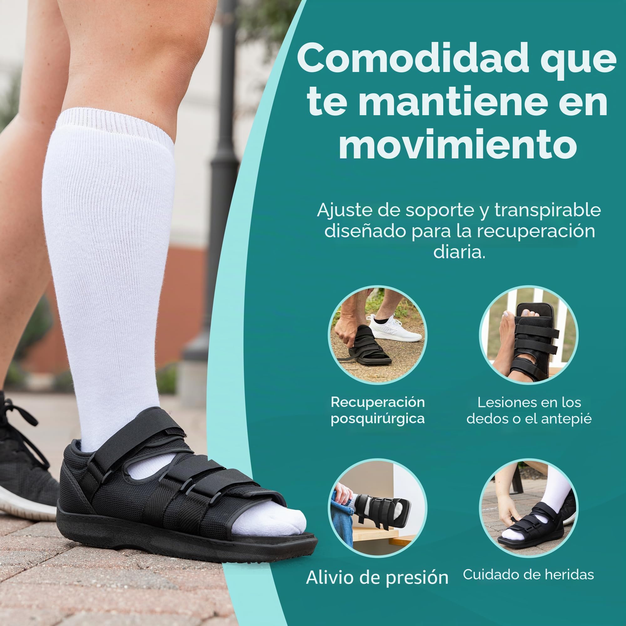 BraceAbility Zapato postoperatorio para pie o dedo roto | Bota médica/quirúrgica para escayola, abrazadera para fracturas por estrés y sandalia ortopédica con suela dura (XL - Hombre)