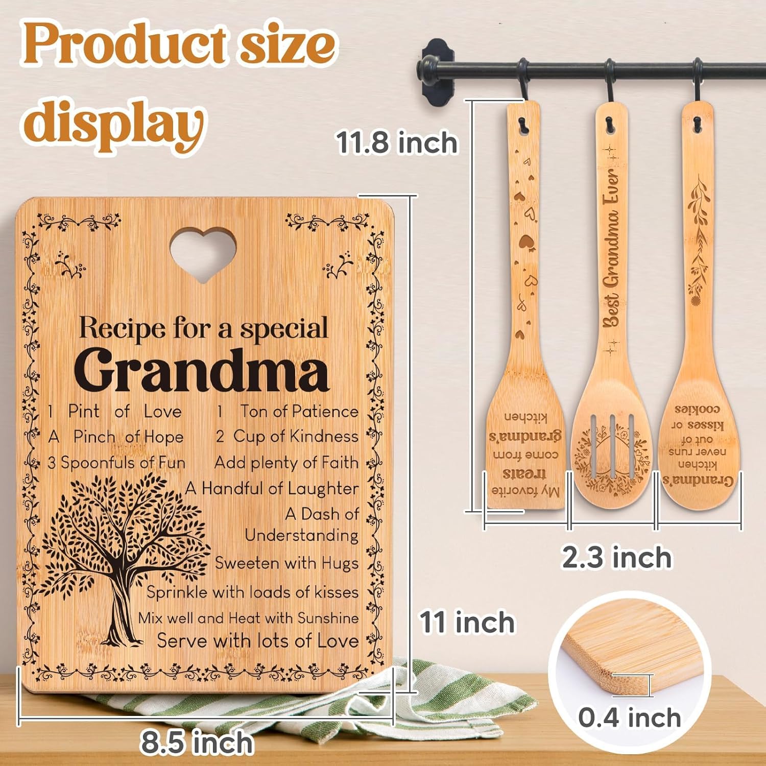 Grandma Gifts, Birthday Gift for Grandmas Nanny from Grandkids, Bamboo Cutting Board, Grandparents Thankgiving Kitchen Presents for Nana Gigi from Grandchildren - Image 8