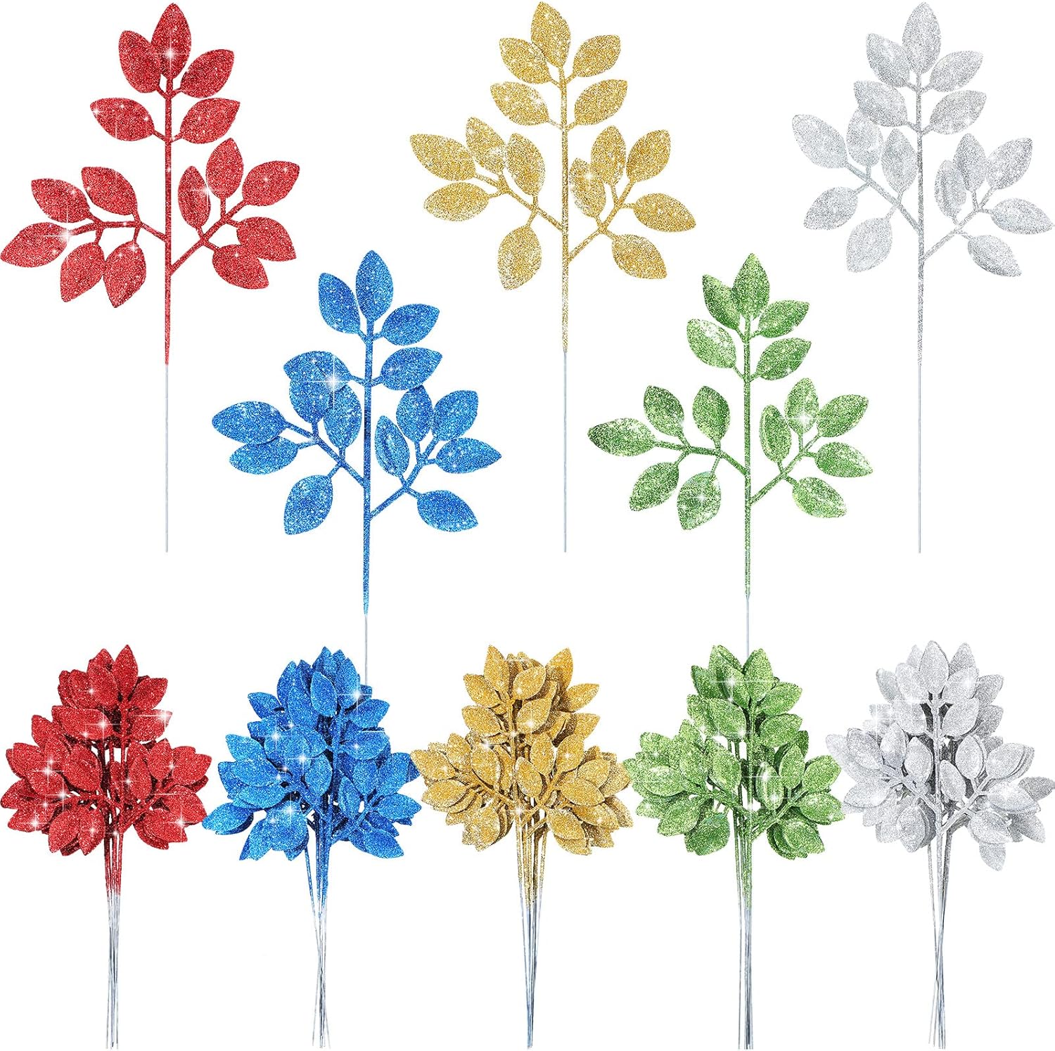 Chuangdi 30 Pcs Christmas Glitter Picks 12 Inch Artificial