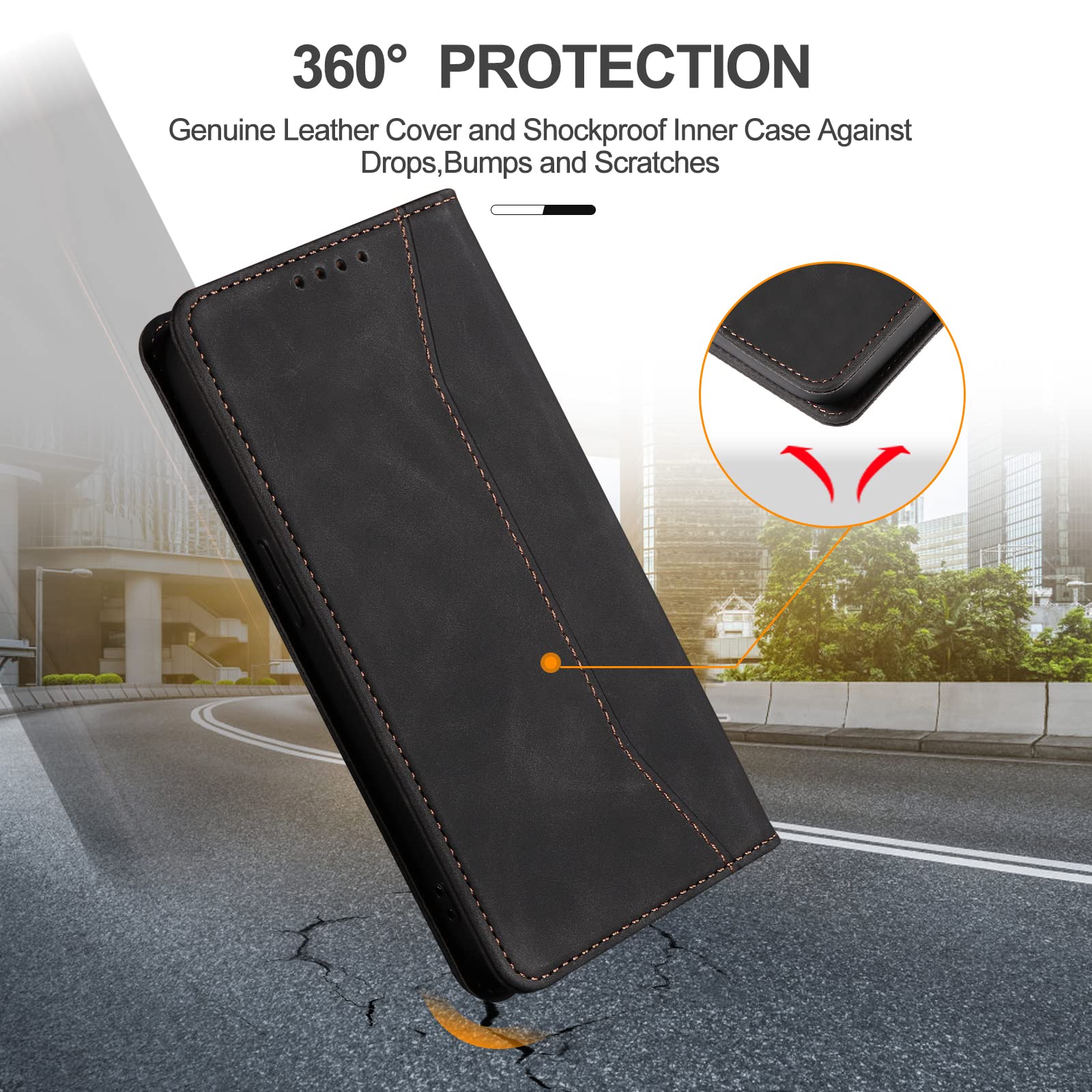 Coque pour Samsung Galaxy A32 4G, Etui Protection Housse en Cuir PU [Porte Cartes], Antichoc Portefeuille Étui à Rabat Flip Case pour Samsung A32 4G (Noir) - 5