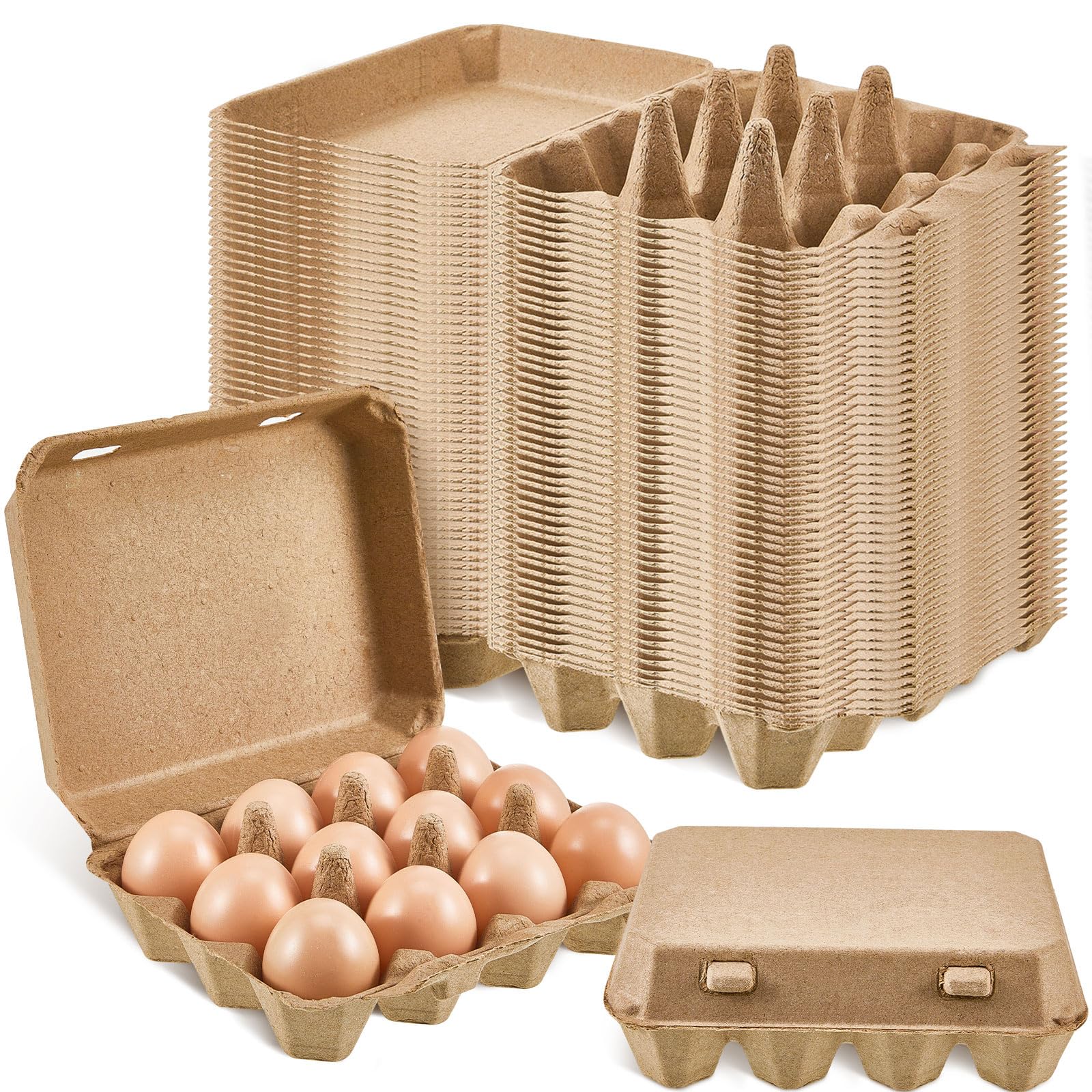 Rtteri 50 cajas de huevos de pulpa de papel, estilo vintage de 3 x 4 pulgadas, para almacenamiento de codornices de pato fresco, cocina, familia, casa de campo