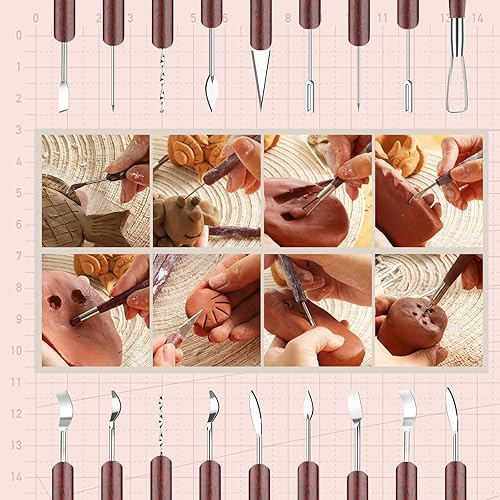 Miniatura 3 de Kit de herramientas de escultura de arcilla de 11 piezas, herramientas de arcilla polimérica para cerámica, herramienta de cerámica de doble cabezal