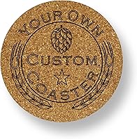 Vista 3 de Personalized Cork Coaster Set Custom Engraved Text and Logo