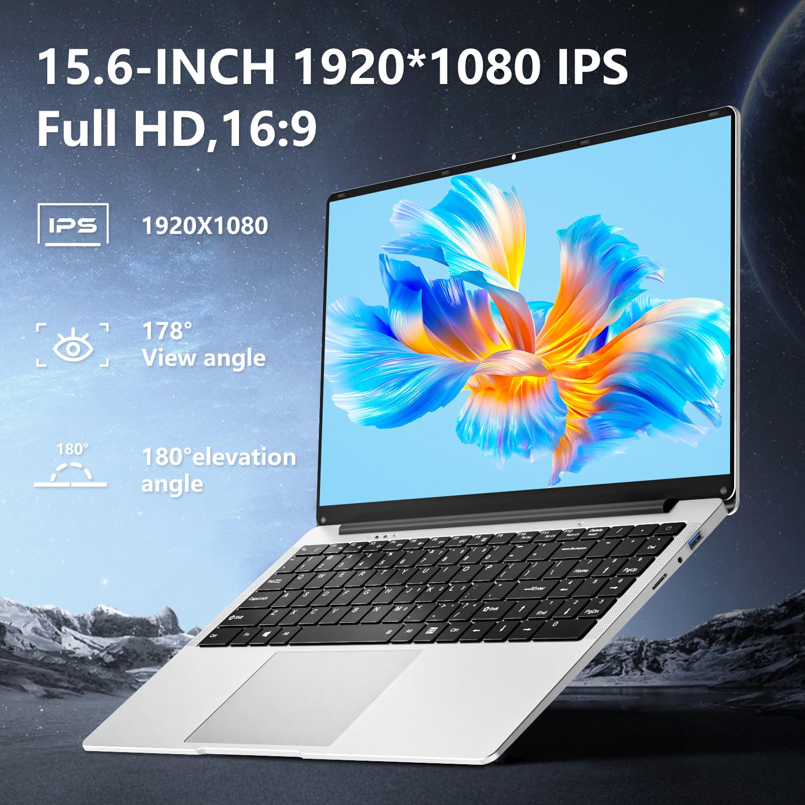 Insoluxia 15.6 pollici PC Portatile, Notebook Celeron N4000 CPU, Windows 11 Computer Portatile 8GB LPDDR4 RAM 256GB SSD, Schermo FHD 1920 * 1080, USB3.0, WiFi, Mini HDMI, TF Card Slot, BT4.2