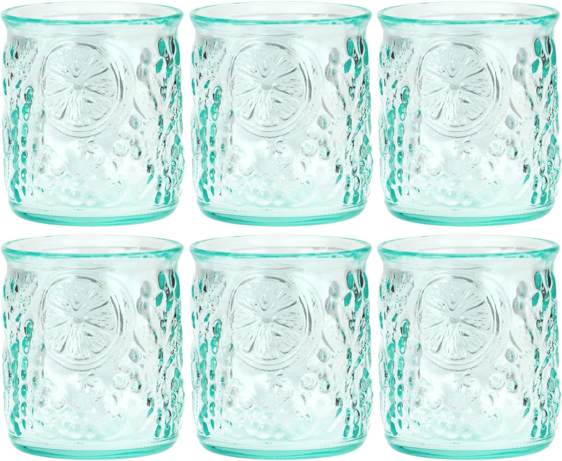 Amici Home Frutta DOF Glass | 12 Oz | Italian Made, Recycled Green Glass | Drinking Glass for Whiskey, Bourbon, Juice, Cocktails, Fresh Drinks (Set of 6)