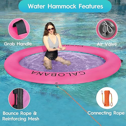 Miniatura 4 de Plataforma flotante inflable, hamaca de agua redonda para varias personas, flotador de bronceado con bolsa de transporte para piscina, lago, fiesta