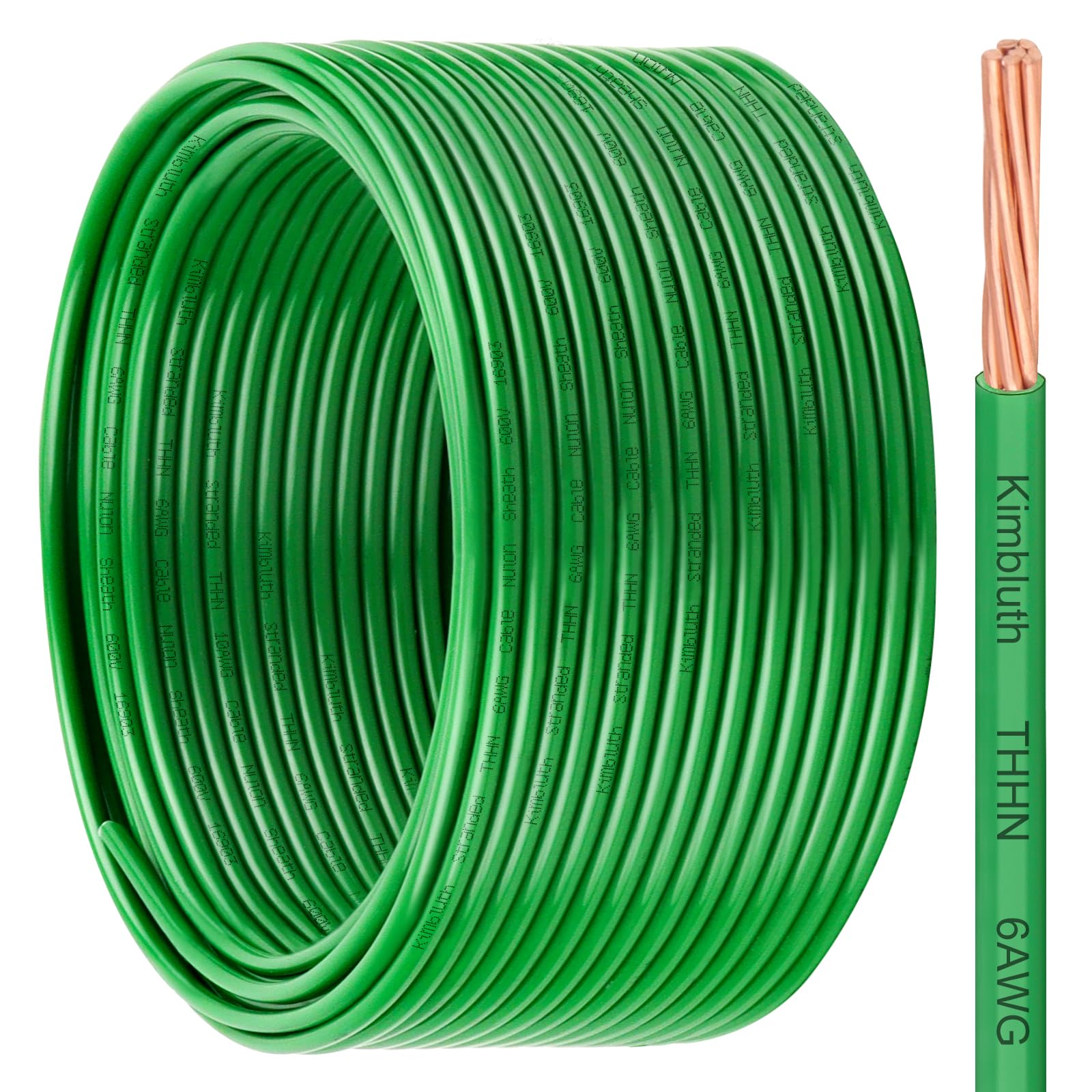 THHN Wire 6 Gauge 75 FT Stranded Copper Wire, 6 AWG Copper Wire Rated up to 600V Building Wire Nylon Jacket for Residential, CNC, Ground, Industrial (