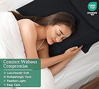 Vista 3 de Royale Linens Juego de 2 fundas de almohada estándar – Fundas de almohada de cama – 20 x 26 pulgadas – Fundas de almohada negras – 1800 microfibra